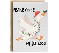 Hippowarehouse Funny christmas Festive goose on the loose Personalised Card A5 with envelope for him for her Funny Cards for Men and Women Blank inside option