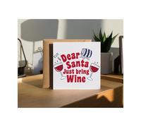 Hippowarehouse Funny Christmas for Mum and Dad Dear Santa Just Bring Wine Personalised Card. 15cm x 15cm with envelope for him for her Funny Cards for Men and Women Blank inside option