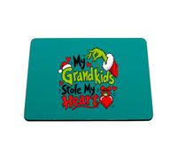 Hippowarehouse Funny Christmas My Grandkids Stole My Heart for Nan and Grandad printed mouse mat pad accessory black rubber base 240mm x 190mm x 60mm