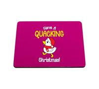 Hippowarehouse Funny Duck Holiday Pun Have a Quacking Christmas printed mouse mat pad accessory black rubber base 240mm x 190mm x 60mm