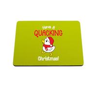 Hippowarehouse Funny Duck Holiday Pun Have a Quacking Christmas printed mouse mat pad accessory black rubber base 240mm x 190mm x 60mm