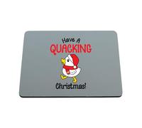 Hippowarehouse Funny Duck Holiday Pun Have a Quacking Christmas printed mouse mat pad accessory black rubber base 240mm x 190mm x 60mm
