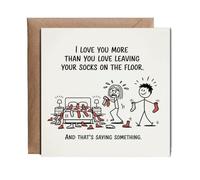 Hippowarehouse Funny Relatable Relationship Card for Boyfriend or Husband Who Leaves Socks on the Floor Personalised Card. 15cm x 15cm with envelope for him for her Funny Cards for Men and Women Blank