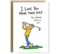 Hippowarehouse Funny Relationship Card for Wife Girlfriend I Love You More Than Golf Personalised Card A5 with envelope for him for her Funny Cards for Men and Women Blank inside option