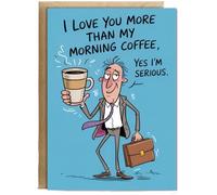 Hippowarehouse Funny Relationship Card for Wife Girlfriend I Love You More Than Morning Coffee Personalised Card A5 with envelope for him for her Funny Cards for Men and Women Blank inside option