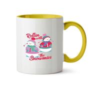 Hippowarehouse Funny Retro Christmas for Friends Rollin with The Snowmies Printed Mug Various Colour Options Ceramic Cup Kitchenware 11oz