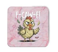 Hippowarehouse Funny Rude chicken f-caw-f printed coaster gloss finish durable backing 9cm x 9cm 2 pack