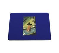 Hippowarehouse Funny Vintage Japanese Style Onsen Capybara Relaxing Hot Spring Retro Animal printed mouse mat pad accessory black rubber base 240mm x 190mm x 60mm