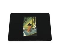 Hippowarehouse Funny Vintage Japanese Style Onsen Capybara Relaxing Hot Spring Retro Animal printed mouse mat pad accessory black rubber base 240mm x 190mm x 60mm