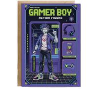 Hippowarehouse Gamer boy action figure card Personalised Card A6 with envelope for him for her Funny Cards for Men and Women Blank inside option