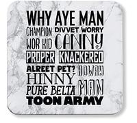 Hippowarehouse Geordie sayings printed coaster gloss finish durable backing 9cm x 9cm 2 pack
