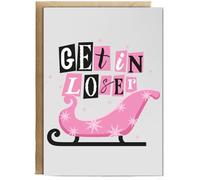 Hippowarehouse Get in Loser Christmas Sleigh Personalised Card A5 with envelope for him for her Funny Cards for Men and Women Blank inside option