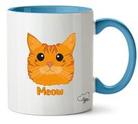 Hippowarehouse Ginger Tabby cat - Meow Printed Mug Various Colour Options Ceramic Cup Kitchenware 11oz