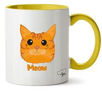 Hippowarehouse Ginger Tabby cat - Meow Printed Mug Various Colour Options Ceramic Cup Kitchenware 11oz