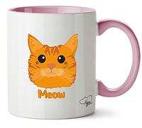Hippowarehouse Ginger Tabby cat - Meow Printed Mug Various Colour Options Ceramic Cup Kitchenware 11oz