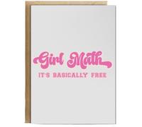 Hippowarehouse Girl Math, It's basically free Birthday Card A5 Personalised with envelope for him for her Funny Cards for Men and Women Blank inside option