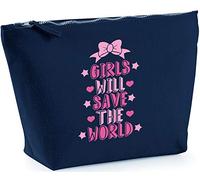 Hippowarehouse Girls will save the world feminist printed make up cosmetic wash bag 18x19x9cm