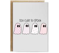 Hippowarehouse Girly Halloween Ghosts Too Cute to Spook Personalised Card A6 with envelope for him for her Funny Cards for Men and Women Blank inside option