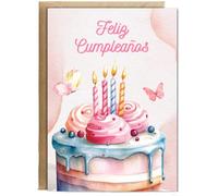 Hippowarehouse girly happy birthday Feliz Cumpleaños Spanish butterfly Personalised Card A5 with envelope for him for her Funny Cards for Men and Women Blank inside option