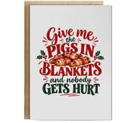 Hippowarehouse give me the pigs and blankets and nobody gets hurt Personalised Card A5 with envelope for him for her Funny Cards for Men and Women Blank inside option