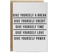 Hippowarehouse Give yourself a break give yourself credit give yourself time give yourself love give yourself power Personalised Card A6 with envelope for him for her Funny Cards for Men and Women