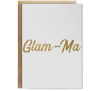Hippowarehouse Glam-ma - Gold glitter Birthday Card A5 Personalised with envelope for him for her Funny Cards for Men and Women Blank inside option