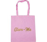 Hippowarehouse Glam-ma - Gold glitter Tote Shopping Gym Beach Bag 42cm x38cm, 10 litres