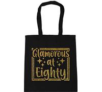 Hippowarehouse Glamorous At 80 Eighty Glitter Tote Shopping Gym Beach Bag 42cm x38cm, 10 litres