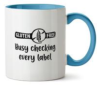 Hippowarehouse Gluten Free, Busy Checking Every Label Printed Mug Various Colour Options Ceramic Cup Kitchenware 11oz