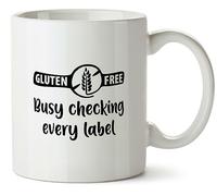 Hippowarehouse Gluten Free, Busy Checking Every Label Printed Mug Various Colour Options Ceramic Cup Kitchenware 10oz