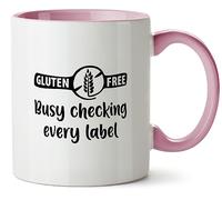 Hippowarehouse Gluten Free, Busy Checking Every Label Printed Mug Various Colour Options Ceramic Cup Kitchenware 11oz