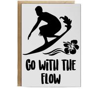 Hippowarehouse Go With The Flow Surfer Silhouette Birthday Card A5 Personalised with envelope for him for her Funny Cards for Men and Women Blank inside option