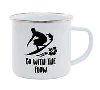 Hippowarehouse Go with The Flow Surfer Silhouette Printed Mug Various Colour Options Ceramic Cup Kitchenware 11oz