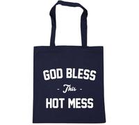 Hippowarehouse God Bless This Hot Mess Tote Shopping Gym Beach Bag 42cm x38cm, 10 litres