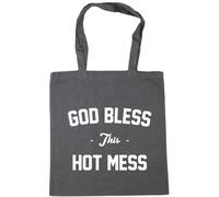 Hippowarehouse God Bless This Hot Mess Tote Shopping Gym Beach Bag 42cm x38cm, 10 litres