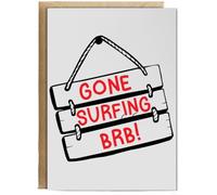 Hippowarehouse Gone Surfing Be Right Back Beach Hut Sign Birthday Card A5 Personalised with envelope for him for her Funny Cards for Men and Women Blank inside option