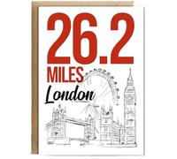 Hippowarehouse Good Luck and Congratulations Card for Marathon Runner in London City Personalised Card A5 with envelope for him for her Funny Cards for Men and Women Blank inside option