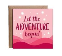 Hippowarehouse Good Luck Card Let the Adventure Begin Mountain Landscape Personalised Card. 15cm x 15cm with envelope for him for her Funny Cards for Men and Women Blank inside option