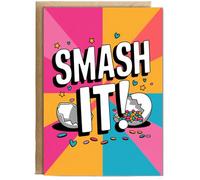 Hippowarehouse Good Luck Card Smash It exams end of year gcse Personalised Card A5 with envelope for him for her Funny Cards for Men and Women Blank inside option