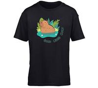 Hippowarehouse Good Vibes Only Capybara Kids Children's Short Sleeve t-Shirt Black