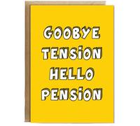 Hippowarehouse Goodbye Tension Hello Pension Personalised Card A5 with envelope for him for her Funny Cards for Men and Women Blank inside option