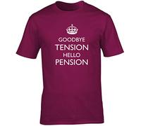 Hippowarehouse Goodbye Tension Hello Pension Unisex Short Sleeve t-Shirt (Specific Size Guide in Description) Maroon