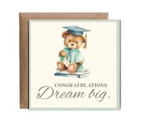 Hippowarehouse graduation card congratulatins dream big teddy bear Personalised Card. 15cm x 15cm with envelope for him for her Funny Cards for Men and Women Blank inside option