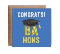 Hippowarehouse Graduation Congrats for a BA Hons Degree Personalised Card. 15cm x 15cm with envelope for him for her Funny Cards for Men and Women Blank inside option