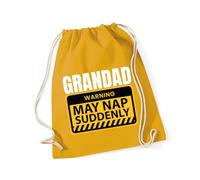 Hippowarehouse Grandad warning may nap suddenly Drawstring Cotton School Gym Bag 37cm x 46cm, 12 litres