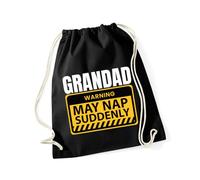 Hippowarehouse Grandad warning may nap suddenly Drawstring Cotton School Gym Bag 37cm x 46cm, 12 litres