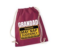 Hippowarehouse Grandad warning may nap suddenly Drawstring Cotton School Gym Bag 37cm x 46cm, 12 litres