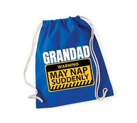 Hippowarehouse Grandad warning may nap suddenly Drawstring Cotton School Gym Bag 37cm x 46cm, 12 litres