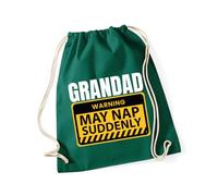 Hippowarehouse Grandad warning may nap suddenly Drawstring Cotton School Gym Bag 37cm x 46cm, 12 litres