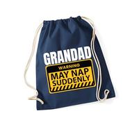 Hippowarehouse Grandad warning may nap suddenly Drawstring Cotton School Gym Bag 37cm x 46cm, 12 litres